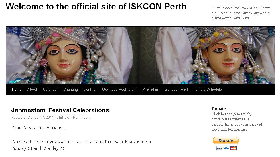 Iskcon Perth Website